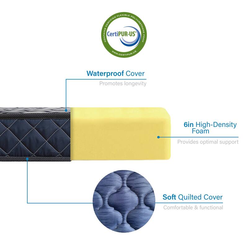 AC Pacific 6-inch High Denisty Foam Mattress