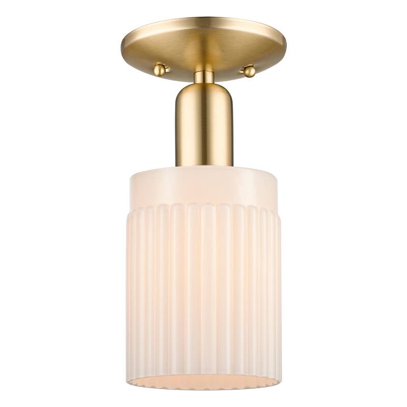 Innovations Lighting 716-1C-11-5 Hadley Semi-Flush Hadley 5" Wide - Champagne Bronze / Matte White