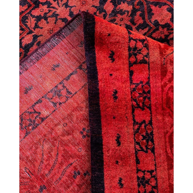 Overton Hand Knotted Wool Vintage Inspired Modern Contemporary Overdyed Red Area Rug - 10' 3" x 14' 0"
