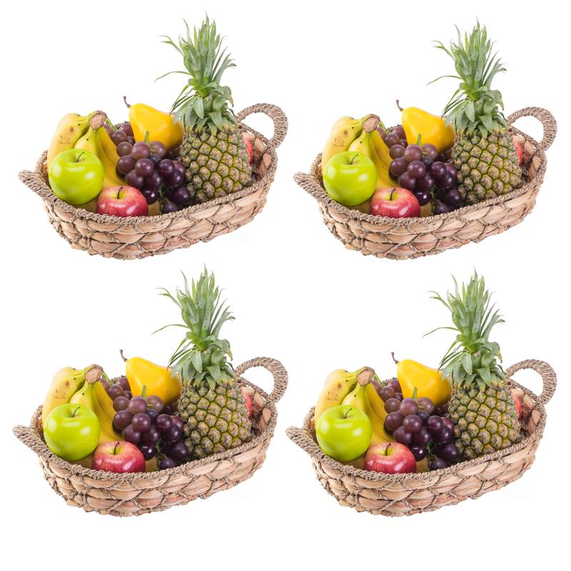 Seagrass Fruit Bread Basket Tray with Handles