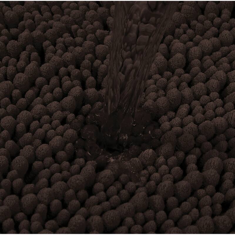 2 Piece Set Brown Soft Cozy Plush Chenille Bath Mat Bathroom Rug