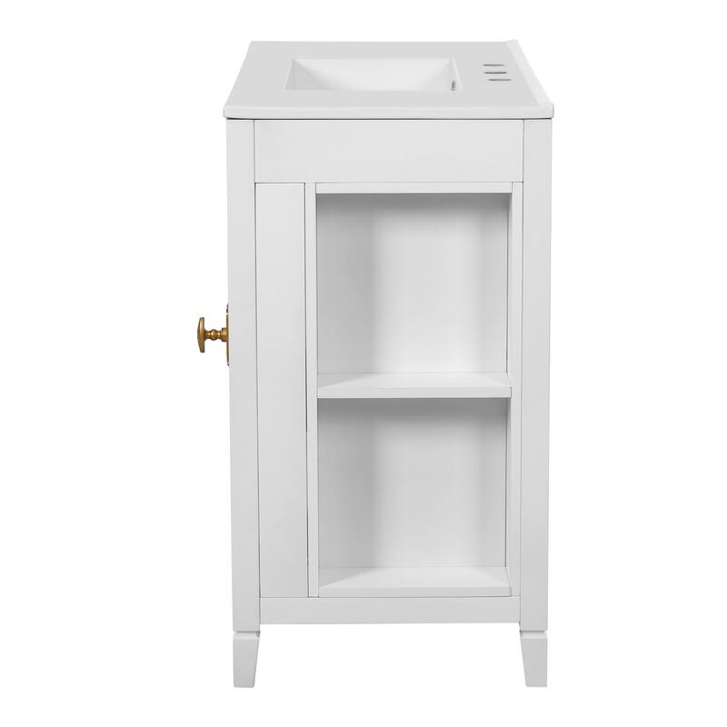 36-inch Bathroom Vanity with 2 Soft Close Doors, Solid Wood Frame Modern Bathroom Storage Cabinet with 3 Drawers