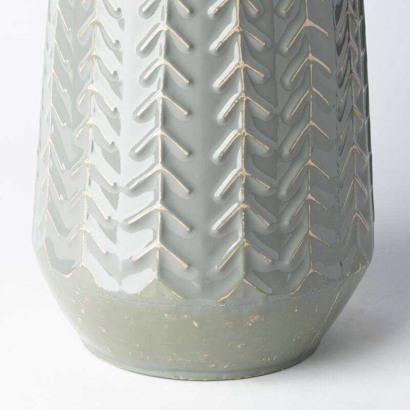 Gemma Green Metal Chevron Vase