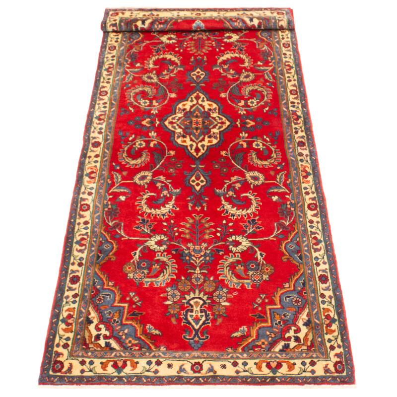 ECARPETGALLERY Hand-knotted Anadol Red Wool Rug - 3'5 x 9'7