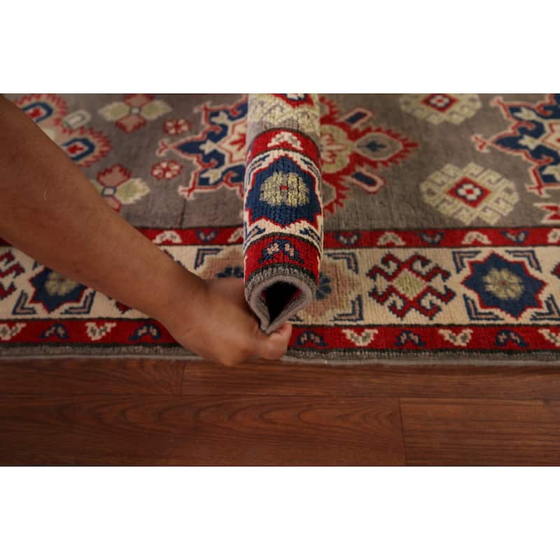 Geometric Kazak Oriental Runner Rug Handmade Wool Carpet - 2'1" x 19'2"