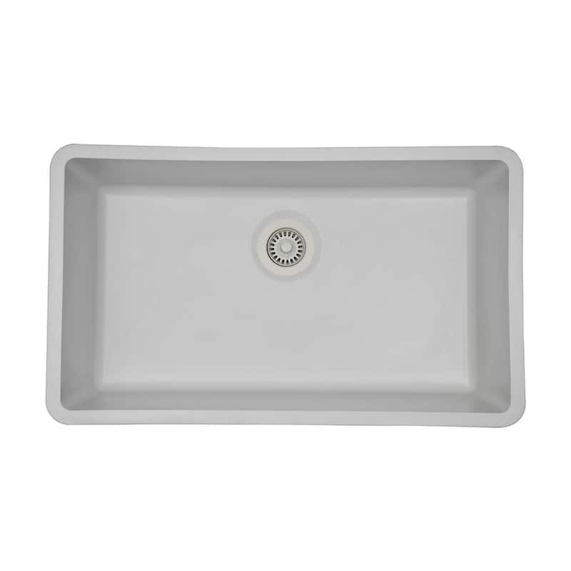 Lexicon Drop-In Quartz 32 Inch Single Bowl Kitchen Sink Kit - 32"x19"