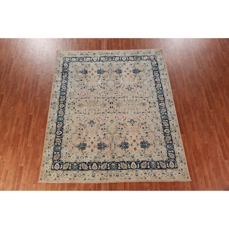 Hand Knotted Oriental 100% Wool Carpet Traditional All-Over Coral Ziegler Area Rug - 9' 7'' X 8' 2''