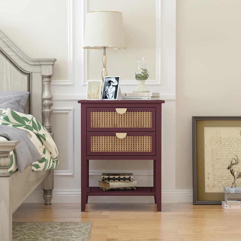 2 Drawer Side table,End table,Suitable for bedroom, living room