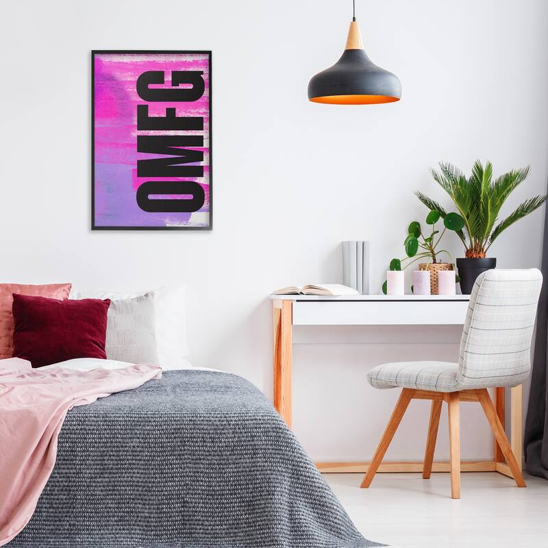 Stupell Bold OMFG on Abstract Framed Giclee Art Design By House of Lulu