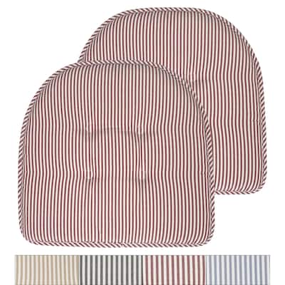 Sweet Home Collection Pinstripe U-Shaped Memory Foam Chair Cushions 17" x 16"