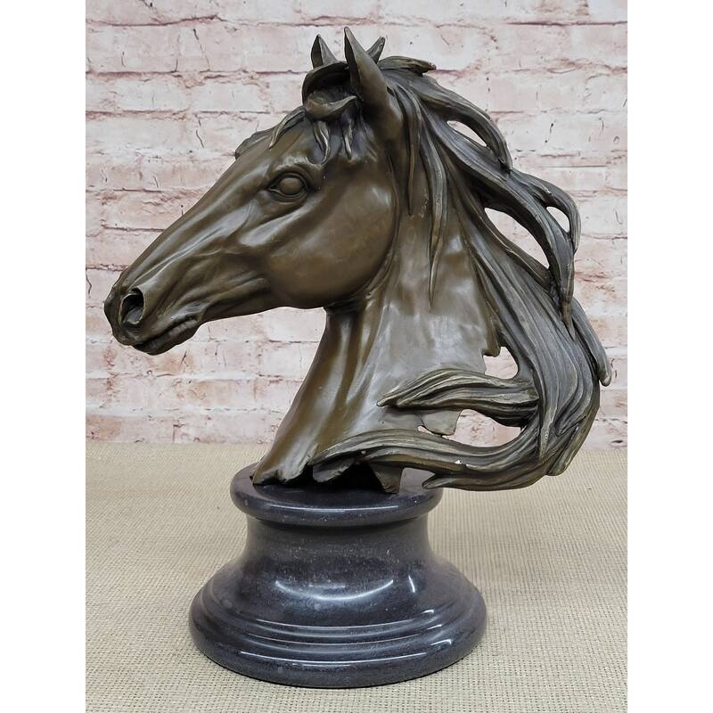 Original Milo Gorgeous Bust Horse Head Bronze Sculpture Art Deco Figurine Figure