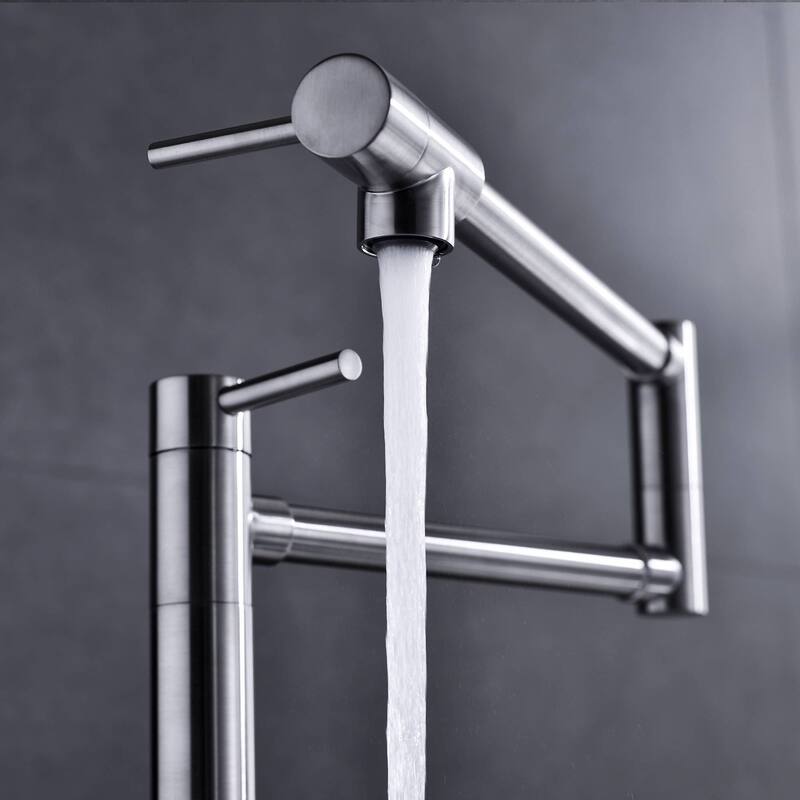 Kitchen Pot Filler Faucet Deck Mounted Double Joints Free Rotating Modern Countertop Retractable Commercial Single Hole Tap