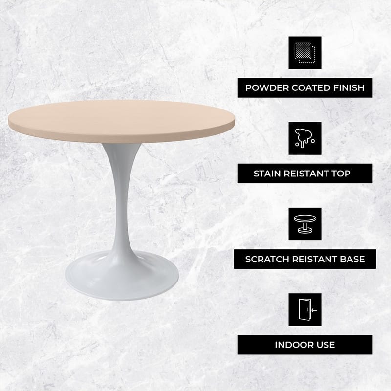 Verve 48" Round Dining Table with MDF Top and White Steel Base - 47.24