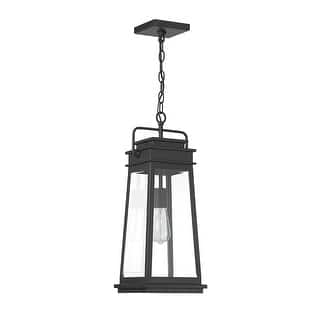Matte Black One Light Outdoor Hanging Lantern from the Boone Collection