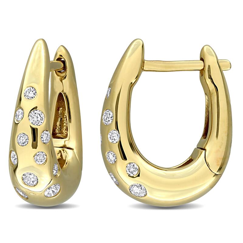 Miadora 1/4ct TDW Diamond Hoop Earrings in 10k Yellow Gold