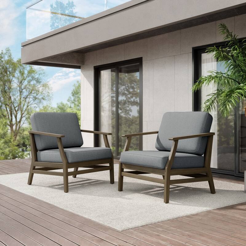 Teak Outdoor Patio Club Chairs Loveseat with Cushions