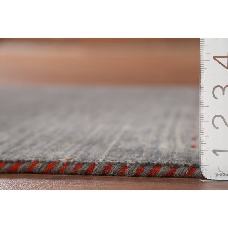 Gray Gabbeh Runner Rug Hand-Knotted Wool Carpet - 2'8"x 9'6"