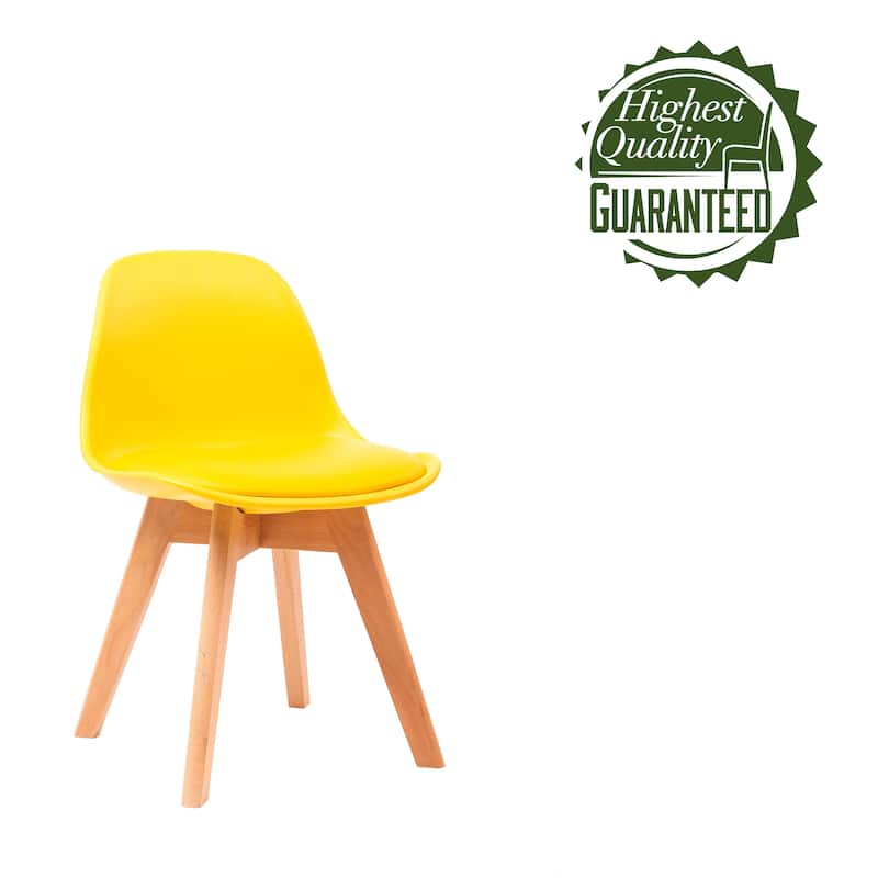 Porthos Home Brynn Kids Chair, Plastic Shell With Seat Cushion, Beech Wood Legs