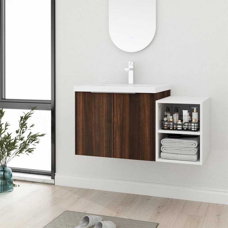 Bathroom Vanity With Sink In 24/36/48/60/72/84 Inch, Floating Bathroom Vanity With Soft Close Door and Shelf