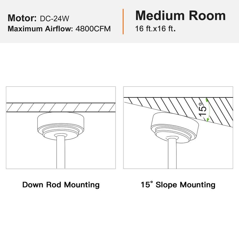 Quiet Airflow Smart Ceiling Fan with 3 Dimmable LED Light & 6-Speed Wind Control, Reversible DC Motor
