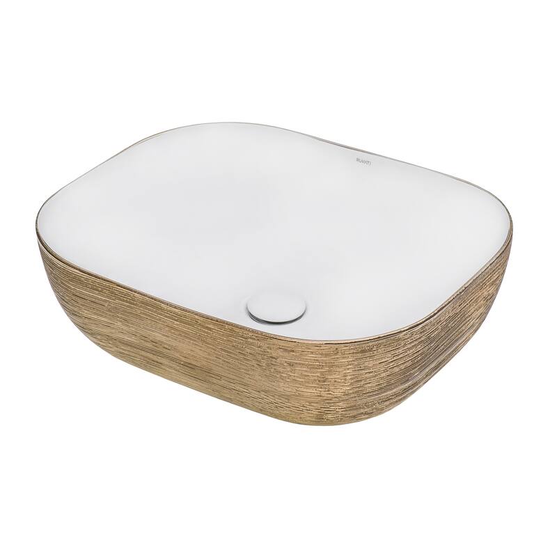 Ruvati 20 x 16 inch Bathroom Vessel Sink Rose Gold Decorative Art Above Vanity Counter White Porcelain Ceramic - RVB2016WR