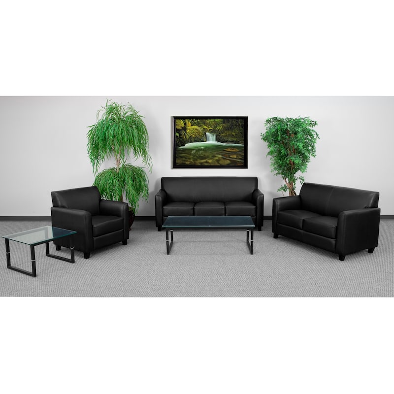 Benville Modern Black Leather 3-piece Living Room Set