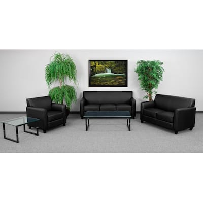 Benville Modern Black Leather 3-piece Living Room Set