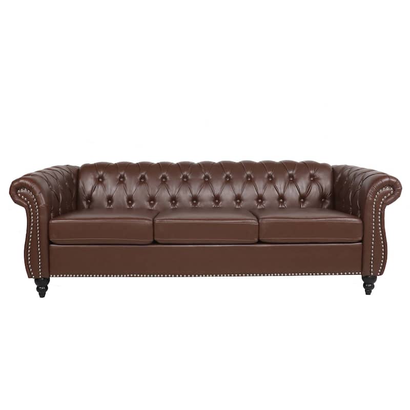 Comfortable 3-Seater Sofa with Fashion Striped Seat Cushion
