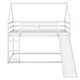 preview thumbnail 12 of 11, Twin House Bunk Bed with Slide and Ladder, Solid Pine Wood Frame, White