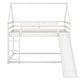 preview thumbnail 12 of 25, Twin Over Twin Bunk Bed with Slide House Shaped Bedframe w/Ladder
