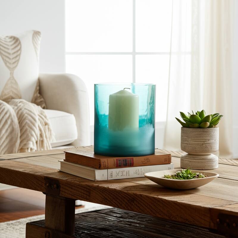 Decorative Glass Pillar Candle Holder With Modern Cylindrical Design