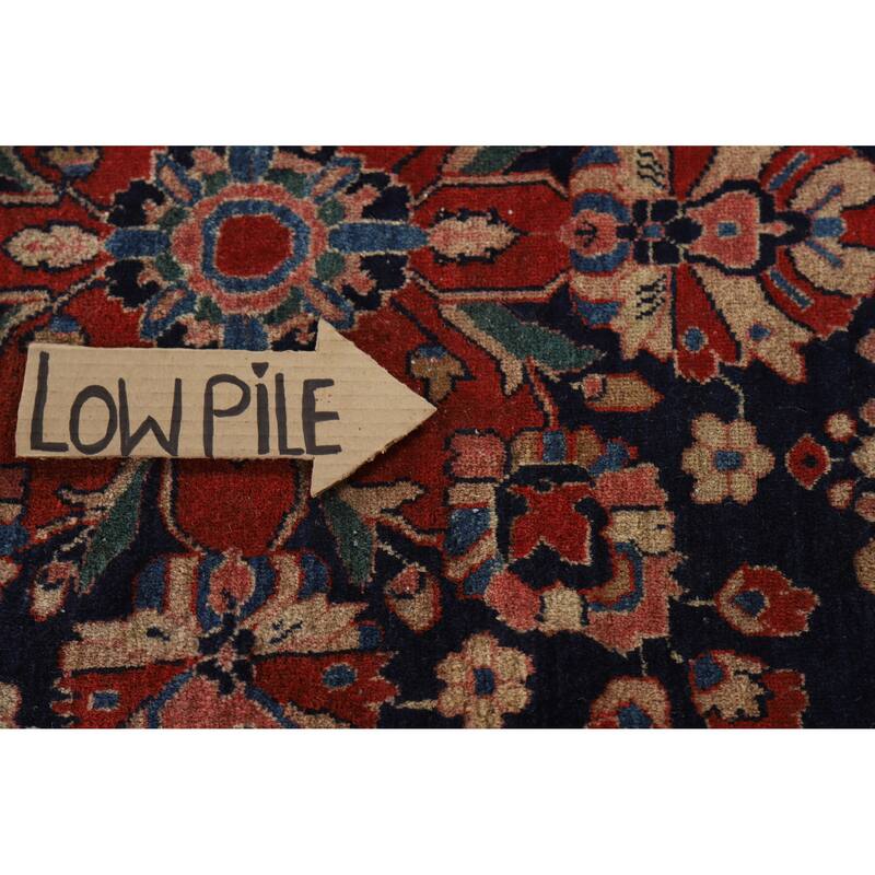 Hand Knotted Oriental 100% Wool Carpet Traditional Floral Navy Blue & Blues Sarouk Area Rug - 18' 7'' X 11' 1''