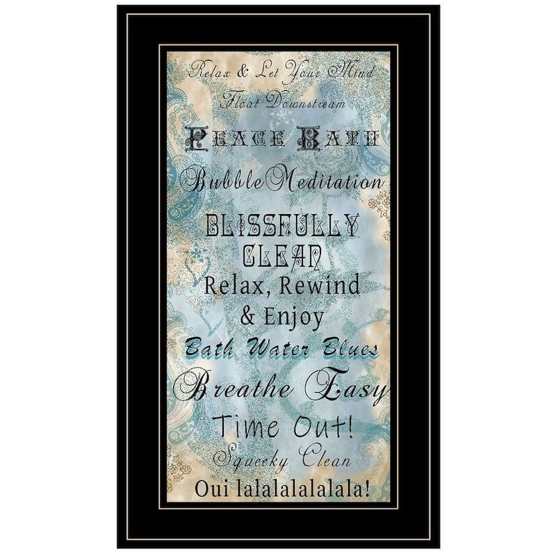 TrendyDecor4U Traditional "Paris Bath" Framed Print Wall Art - Blue, Tan, - Black