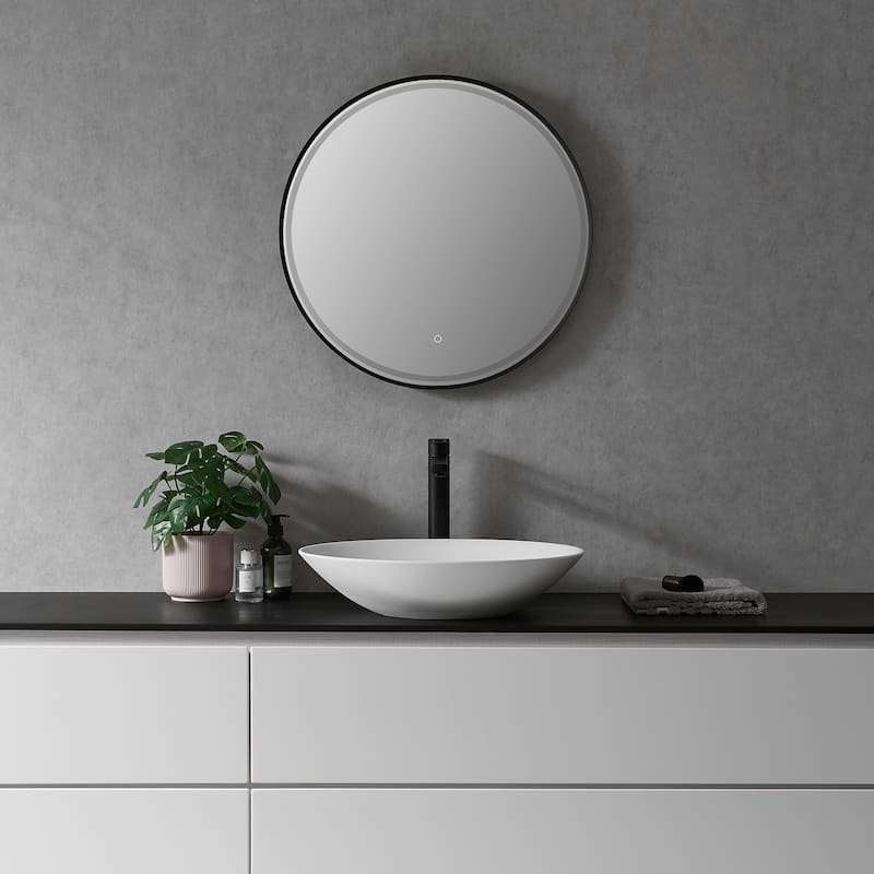 Altair Palme Round Framed Bathroom LED Lighted Wall Mirror