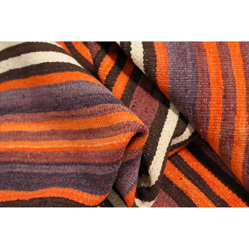 Hand Woven Oriental 100% Wool Carpet Southwestern Geometric Multi-Colored Kilim Area Rug - 11' 1'' X 4' 10''