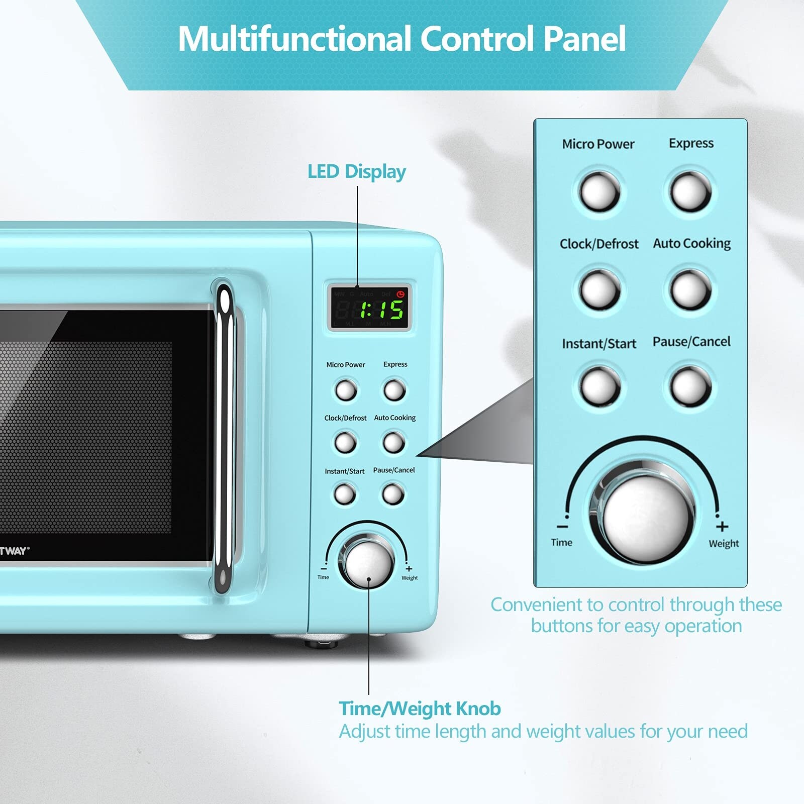 Retro Countertop Microwave Oven, 0.7Cu.ft, 700-Watt, 5 Micro