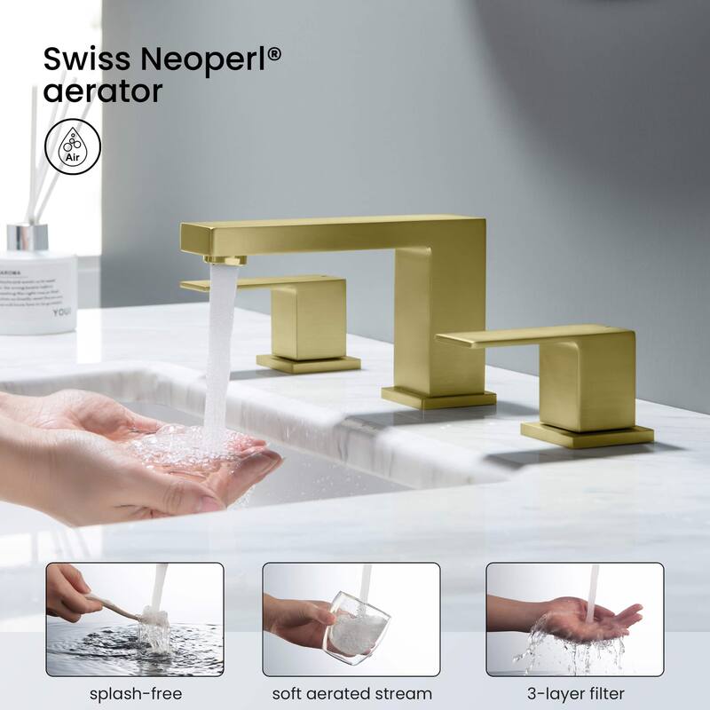 Cube 8“ Widespread Bathroom Sink Faucet with Drain Assembly