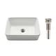 preview thumbnail 17 of 19, Kraus Elavo 19 inch Rectangle Porcelain Ceramic Vessel Bathroom Sink White w/ Satin Nickel Pop Up Drain