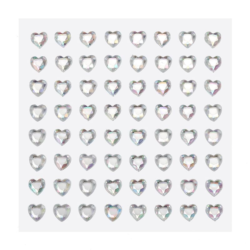 256 Pcs Heart Rhinestone 6mm Self Adhesive Gems Stickers White