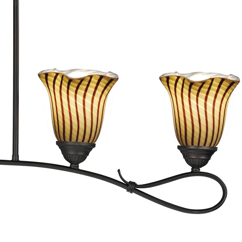 4-Light Valley Glen Hand Blown Art Glass Island Fixture - Dark Bronze