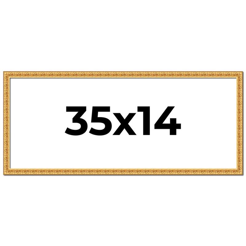 35x14 Frame Gold Real Wood Picture Frame Width 1 inches | Interior