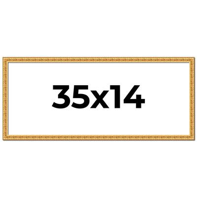 35x14 Frame Gold Real Wood Picture Frame Width 1 inches | Interior