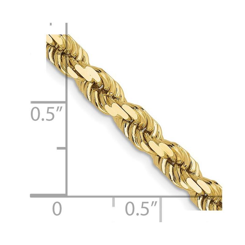 Curata 10k Yellow Gold 8" 5mm Sparkle Cut Rope Chain Bracelet 8 Inch