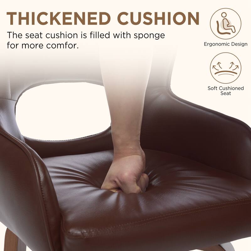 Bentwood Swivel Dining Chairs Set of 2/4/6, Faux Leather Upholstered Chairs Kitchen Chairs