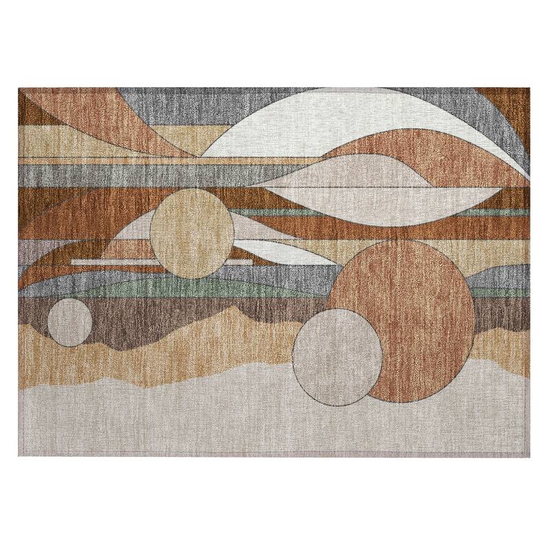 Machine Washable Indoor/ Outdoor Contemporary Retro Chantille Rug