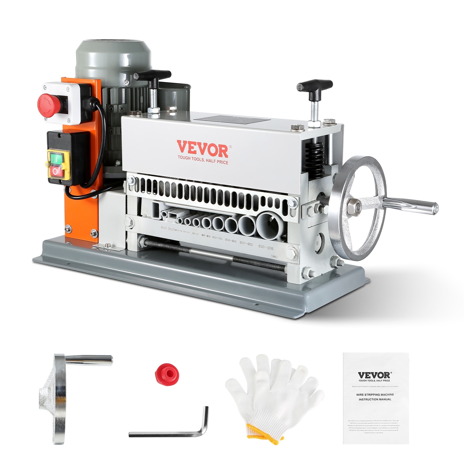 VEVOR Automatic Wire Stripping Machine 0.06''-1.42'' Electric Motorized Cable Stripper 370 W 88 ft/min Wire Peeler 11 Channels