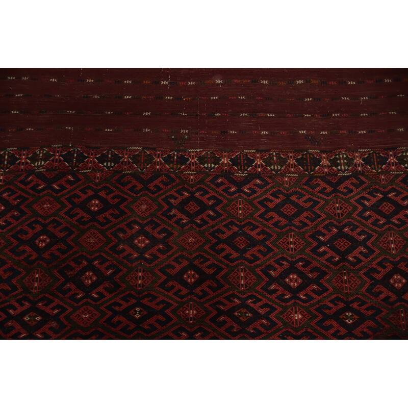 Hand Knotted Oriental 100% Wool Carpet Traditional All-Over Red Sumak Area Rug - 10' 7'' X 6' 9''