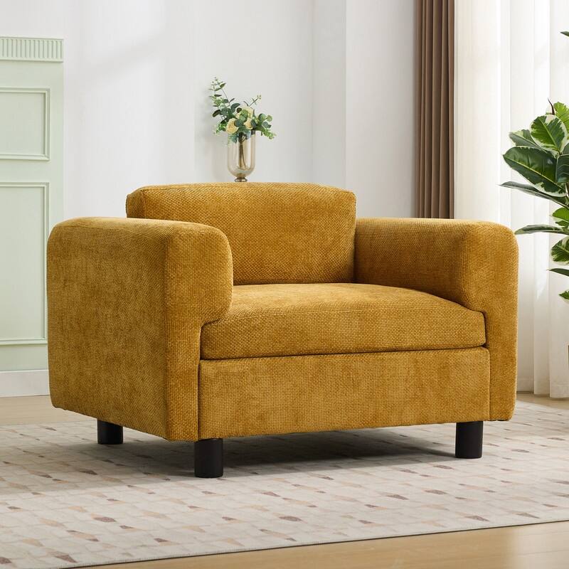 Modern Oversized Armchair Comfy Accent Chair Single Sofa, Woven Velvet Fabric