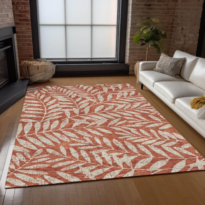 Machine Washable Indoor/ Outdoor Chantille Palm Rug
