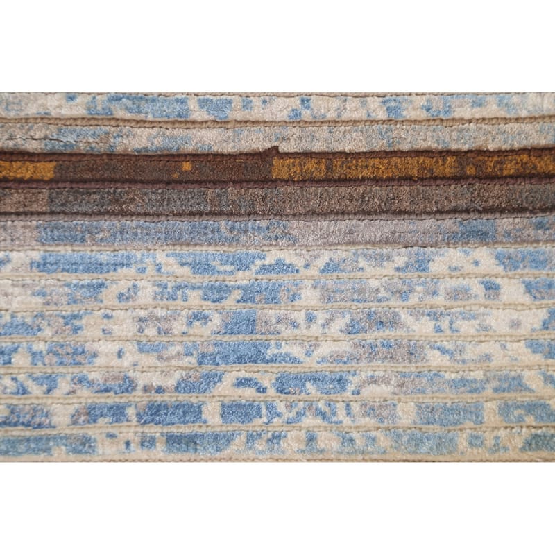 Multi-Color Modern Accent Rug Handmade Wool Carpet - 2'8"x 4'9"